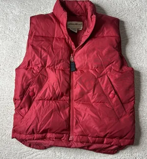 Women's Eddie Bauer Size Small Red‎ Puffer Goose Down Full Zip Vest thumbnail 1