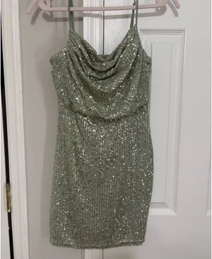 Windsor Sequin Mini Dress Sage thumbnail 2