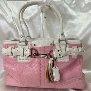 Vintage Coach Y2K Hamptons Carryall Satchel Bag Pink Leather Coquette F13084 thumbnail 1