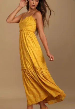 Yellow Tiered Floral Maxi Dress thumbnail 10