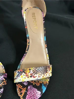 Report Multicolor Snakeskin Ankle-Strap Block Heel Sandal Pink/Yellow/Blue 8.5 thumbnail 9
