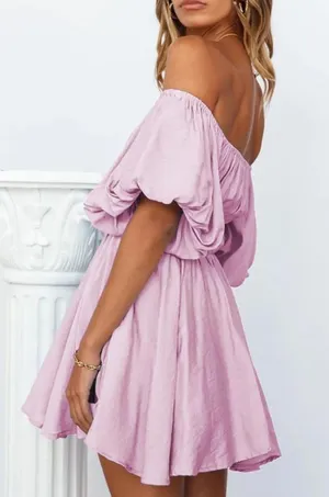 Off Shoulder Dress Purple Size M thumbnail 2