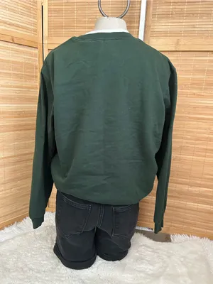 Morning Sun green crewneck sweatshirt winter embroidered owl shirt woman’s M thumbnail 3