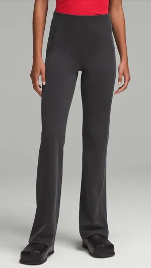 Lululemon Brushed‎ Softstreme Ribbed Zip Flared Pants Women Sz 2 Black Excellent thumbnail 1