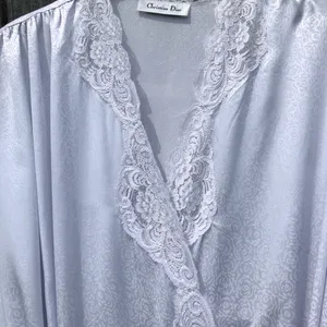 Vintage Christian Dior Lingerie Robe Light Blue Lace Small thumbnail 6