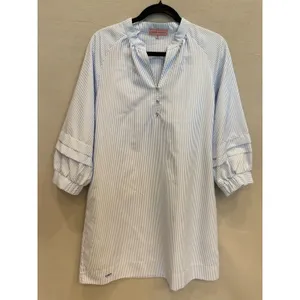 Simply Southern Blue White Striped Cover Up‎ Dress Coastal Beach Resort Tunic, M thumbnail 2