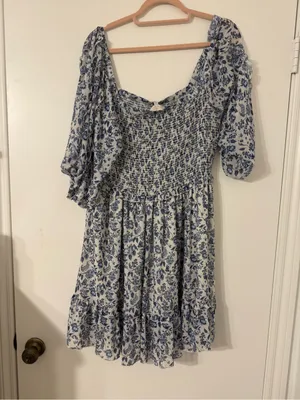 NWT Revolve | Super Natural by Secret Mission |Blue Greenport Puff Sleeve Dress thumbnail 8