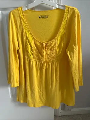 Women's VS Tee Shop Yellow Scoop Neck Peasant Top thumbnail 1