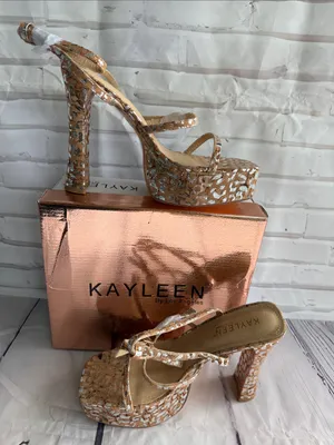 KAYLEEN By Los Angeles Myra-40 in Leopard Silver Metalic Platform Heels thumbnail 1