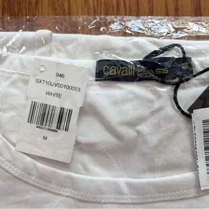 NWT Cavalli Class by Roberto Cavalli Logo T-Shirt Minidress White Size Medium thumbnail 4