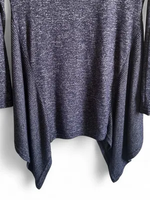 Women’s Navy Long-Sleeve Asymmetric Hem Heathered Tunic Top size S/M thumbnail 2