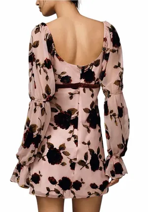 Avec Les Filles Whimsigoth Floral Velvet Burnout Mini Dress Size 8 Dark Coquette thumbnail 5