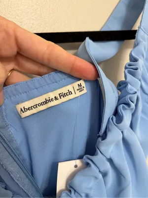 NEW Abercrombie & Fitch Coquette Tie Front Midi Dress Powder Blue - Size M thumbnail 4