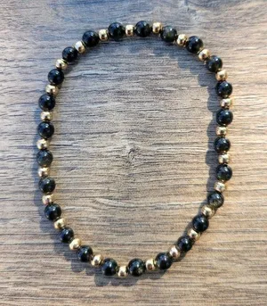 Handmade Natural Gemstone Golden Obsidian 4mm Beaded Bracelet thumbnail 1