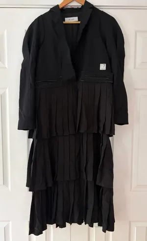 RE;CODE Black Tiered Pleated Blazer Dress‎ Limited Edition 7/7 Wool Blend Small thumbnail 1