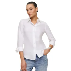 Reformation Long Sleeve White Linen Button Blouse Size XS thumbnail 3