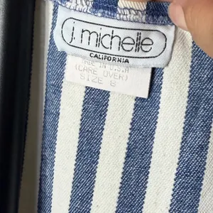 Vintage J Michelle‎ California Striped Denim Pinafore Dress Blue White Size 8 thumbnail 4