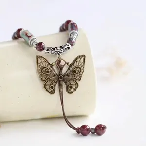 Ethnic Style Butterfly Long Necklace Vintage Sweater Chain Charm Boho Necklace J thumbnail 4