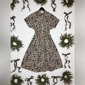 Exquise Anthropologie Cotton Blend Relaxed Leopard Tobie Shirt Dress Sz XS. P-46 thumbnail 2
