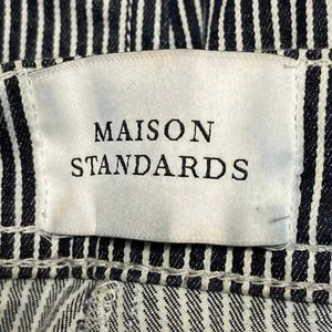 Maison Standards Black White Striped High Waisted Straight Denim Jeans Size 36 thumbnail 4