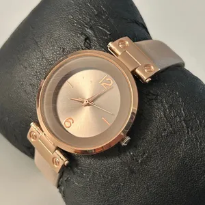 Women’s Rose Gold Stainless Steel Minimalist Watch Working New Battery thumbnail 2