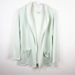 Koolaburra by UGG French Terry Open‎ Front Cardigan Women's M Mint Green Cozy thumbnail 3
