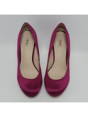 Fusia Pink Rhinestones Heel Satin Pumps Shoes By Olsenboye Size 7 thumbnail 3