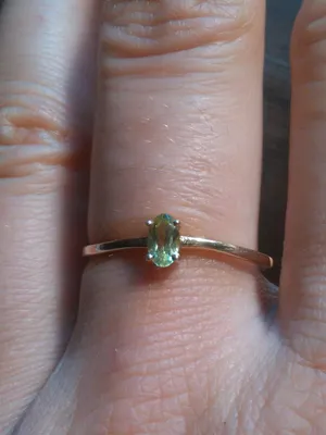 Peridot Oval Solitaire 14K Yellow Gold Over Sterling Silver Ring (Size 9) thumbnail 1