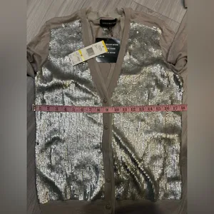 Jones New‎ York Gray Sequin Cardigan Sweater thumbnail 5