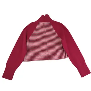 PILCRO Collared Half Zip Red Striped Cropped Quarter Pullover Sweatshirt‎ Medium thumbnail 2