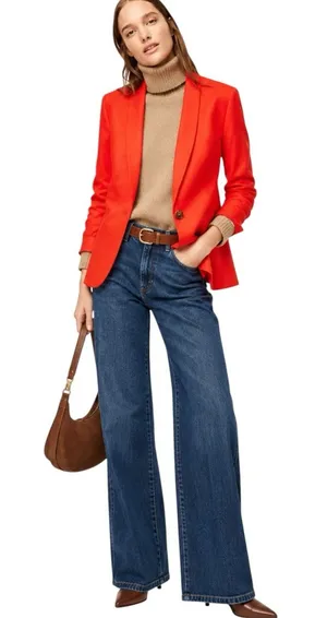 J. Crew Wool Blend Parke Single Button Blazer Orange Red Size 0 thumbnail 1