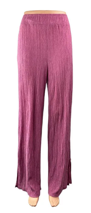 Zara Women's Pink High Waisted Plisse Pull On Wide Leg Trousers Pants Size M thumbnail 1
