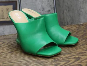Bar III Womens Heeled Cherr Slide Sandals 10015330500 Green 9M thumbnail 1