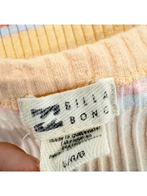 Billabong Tank Top Size Large Apricot Orange Striped‎ Ribbed Lettuce Trim Soft thumbnail 6