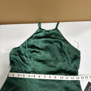 Lulus Emerald Green Satin Maxi Formal Dress Sleeveless Halter S Bridesmaid *FLAW thumbnail 13
