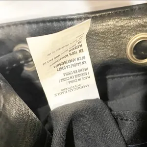 American Eagle Black Faux Leather White Sherpa Bucket‎ Bag thumbnail 6