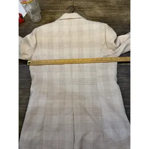 House of Harlow 1960 Plaid Cream & Tan Blazer Double Breasted Size Medium 90's thumbnail 10