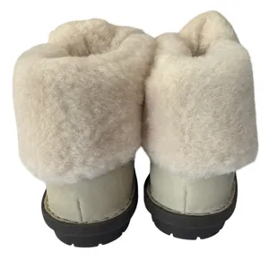 BORN Blaine Shearling Hiker Boots Women's 9 Cream Leather Waterproof NEW thumbnail 4