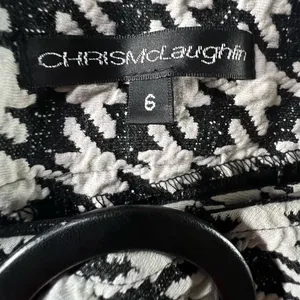 Chris‎ McLaughlin Houndstooth Sheath Dress Black White Short Sleeve Size 6 Retro thumbnail 3