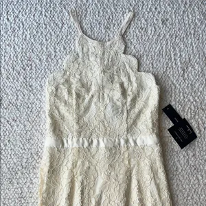 Lulu's Zenith Floral Lace Maxi Dress Scalloped High Neck Gown Cream‎ Small thumbnail 5