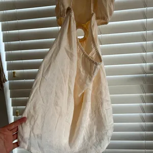 Faithfull The Brand Ivory Linen Cut Out Ring Mini Dress Euro minimalist Size L thumbnail 4