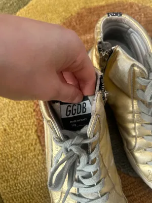 Golden Goose Slide High Top Sneakers Shoes Gold Sequins Star Leather US Size 7 thumbnail 5