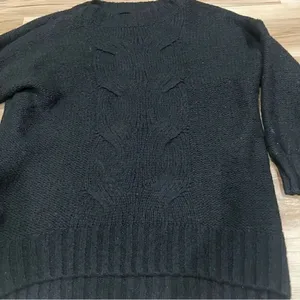 Aerie Cable Knit Black Soft Sweater Women’s Small thumbnail 2