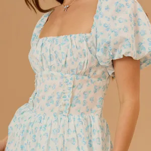 NEW Altar’d State Blue Floral Layered Maxi Dress Size Medium NWT thumbnail 2