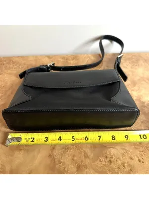 Cole Haan Black Leather & Fabric Shoulder Bag Purse Classic Minimalist thumbnail 8