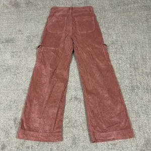 American Eagle Pants Womens 0 Short Pink Corduroy High Rise Cargo Baggy Wide Leg thumbnail 8