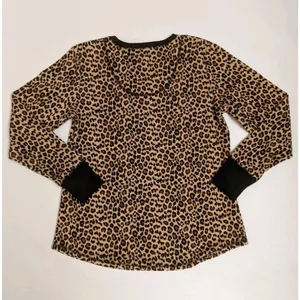 Betsey Johnson Henley Leopard Pajama Sleep Shirt Top Sz M 90s Chic Lounge Casual thumbnail 5