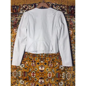 RYEGRASS Genuine Leather Cropped Jacket Puff Shoulder sz M Nimbus Cloud thumbnail 8