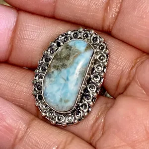Caribbean Larimar Ring Size 7 1/4 Blue thumbnail 3