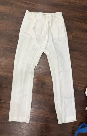 White cremiux womens linen pant xs thumbnail 1